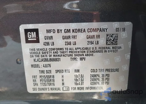 2018 Buick Encore Preferred from USA, damaged, VIN KL4CJASB8JB666831